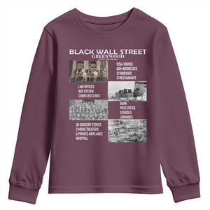Black Wall Street Youth Sweatshirt Black Business Black History Month TS02 Maroon Print Your Wear