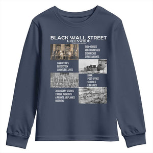 Black Wall Street Youth Sweatshirt Black Business Black History Month TS02 Navy Print Your Wear