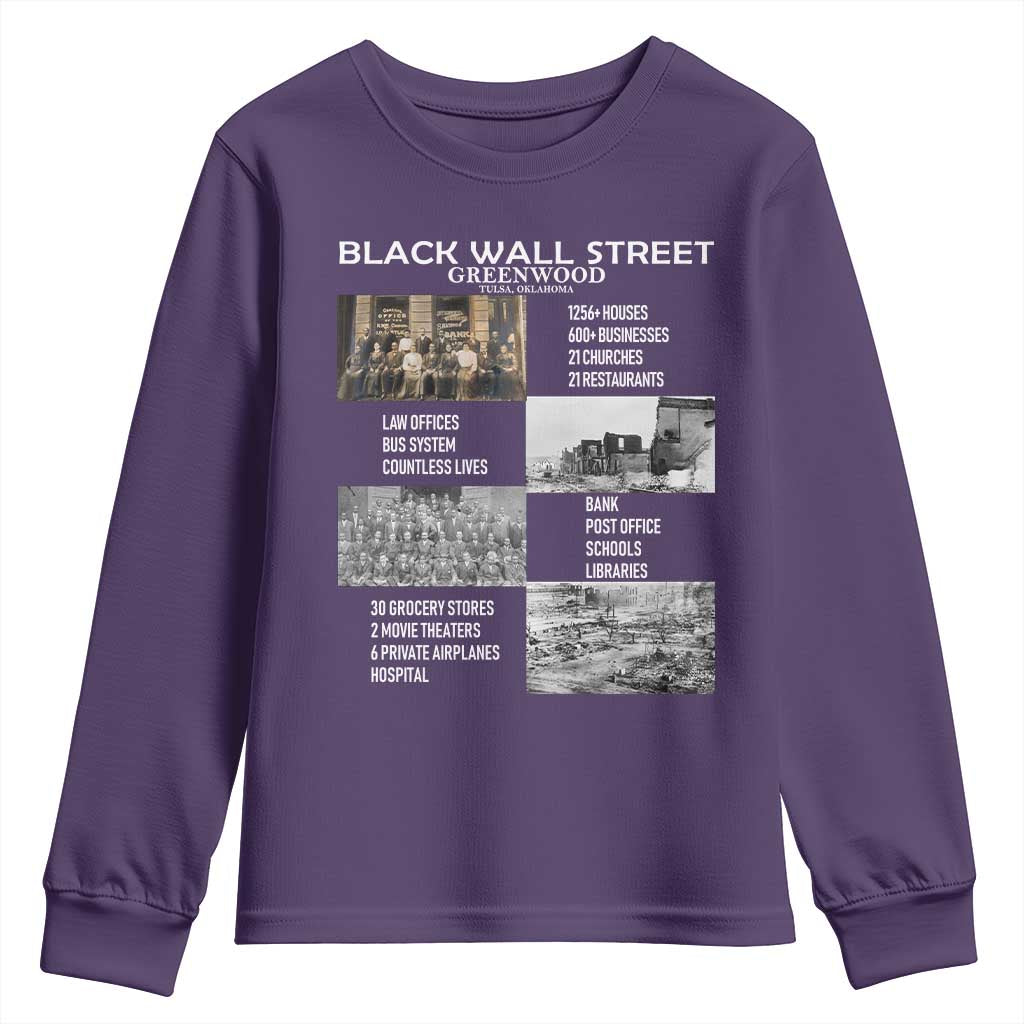 Black Wall Street Youth Sweatshirt Black Business Black History Month TS02 Purple Print Your Wear
