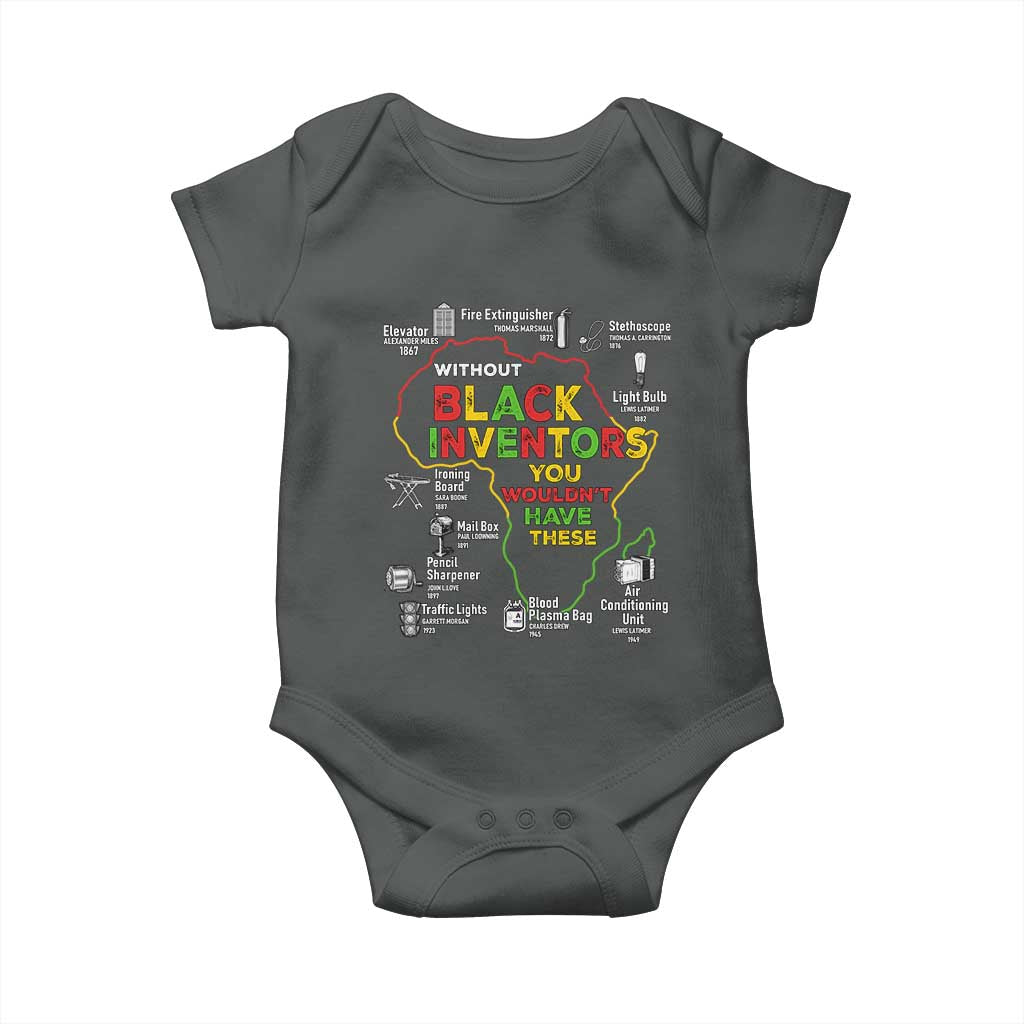Proud Black Inventors Baby Onesie Black History Month African American Pride TS02 Dark Heather Print Your Wear