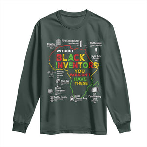 Proud Black Inventors Long Sleeve Shirt Black History Month African American Pride TS02 Dark Forest Green Print Your Wear
