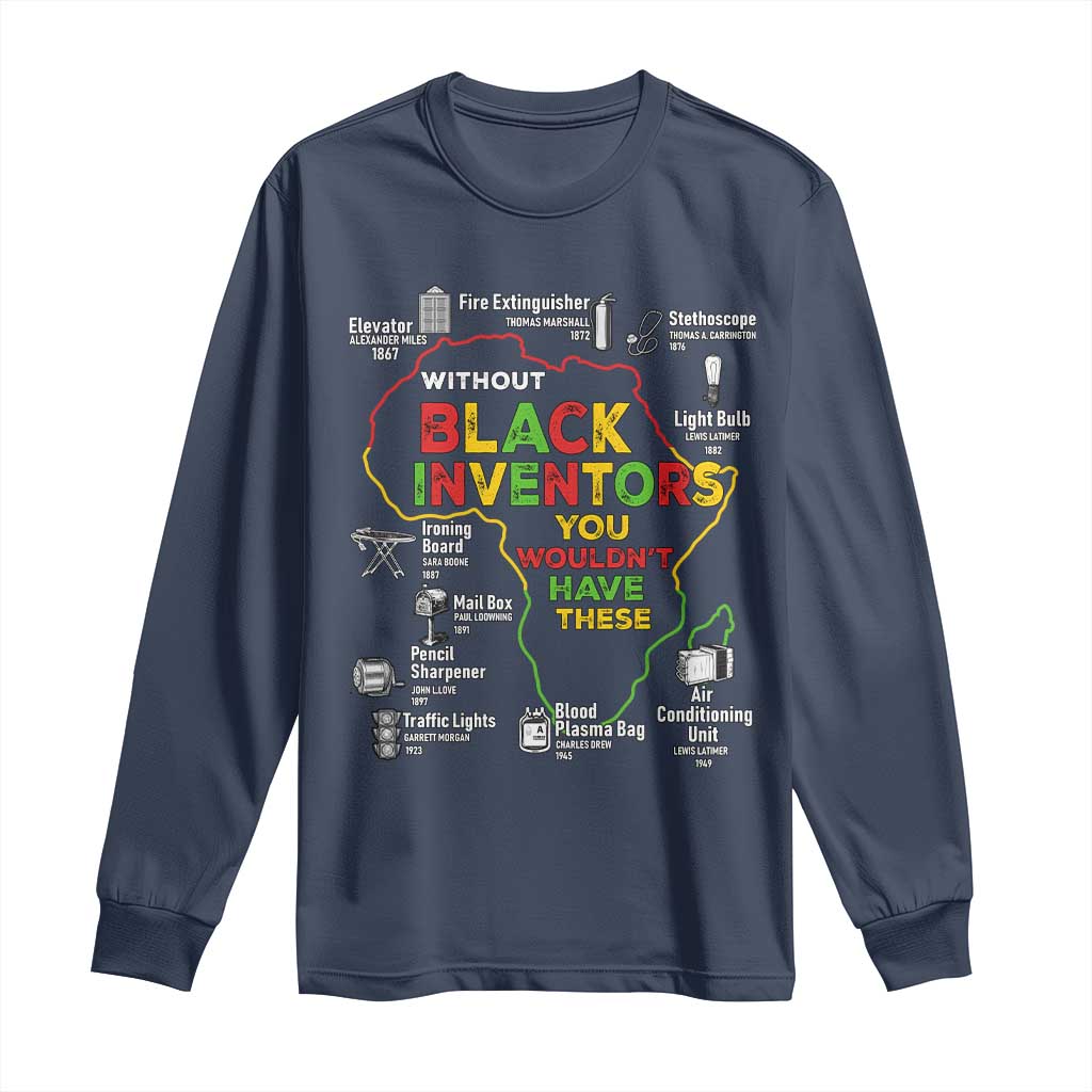 Proud Black Inventors Long Sleeve Shirt Black History Month African American Pride TS02 Navy Print Your Wear