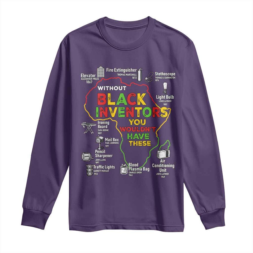Proud Black Inventors Long Sleeve Shirt Black History Month African American Pride TS02 Purple Print Your Wear