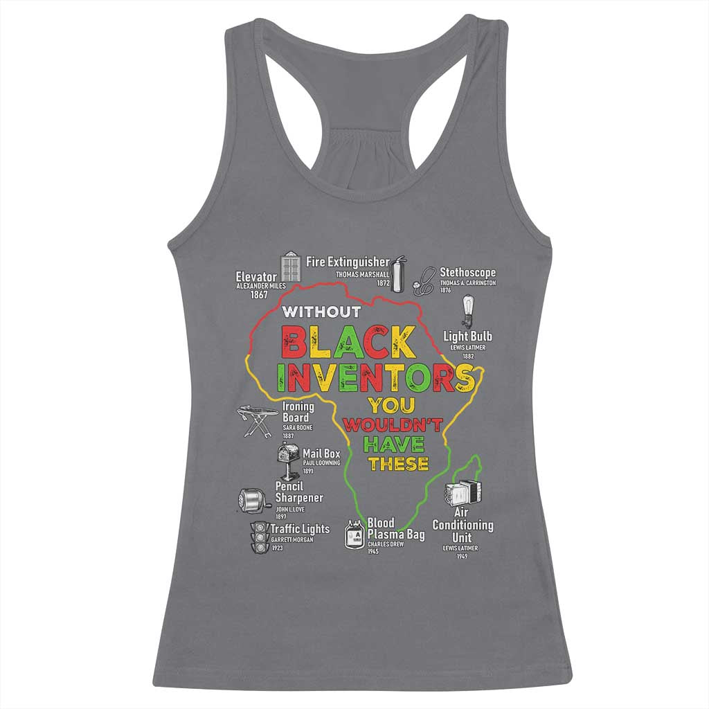Proud Black Inventors Racerback Tank Top Black History Month African American Pride TS02 Charcoal Print Your Wear