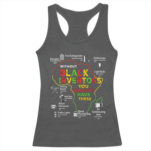 Proud Black Inventors Racerback Tank Top Black History Month African American Pride TS02 Dark Heather Print Your Wear
