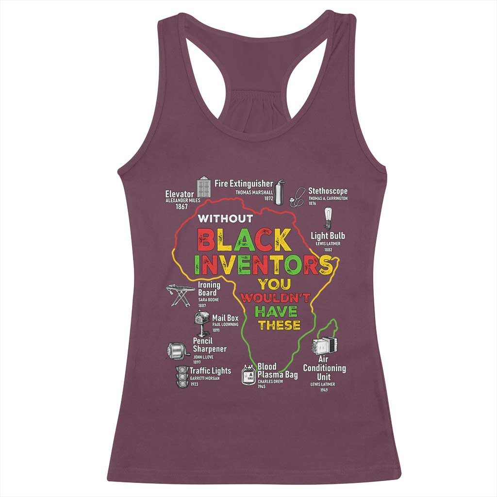 Proud Black Inventors Racerback Tank Top Black History Month African American Pride TS02 Maroon Print Your Wear
