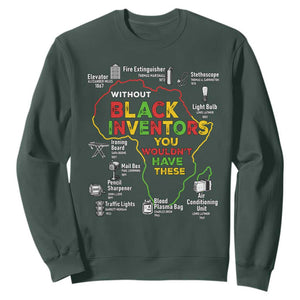 Proud Black Inventors Sweatshirt Black History Month African American Pride TS02 Dark Forest Green Print Your Wear