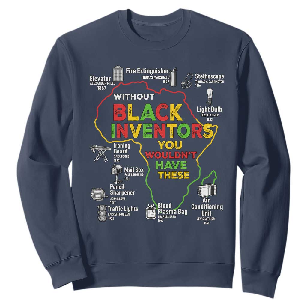 Proud Black Inventors Sweatshirt Black History Month African American Pride TS02 Navy Print Your Wear