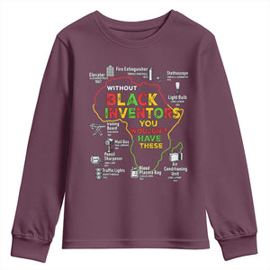 Proud Black Inventors Youth Sweatshirt Black History Month African American Pride TS02 Maroon Print Your Wear