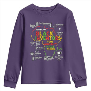 Proud Black Inventors Youth Sweatshirt Black History Month African American Pride TS02 Purple Print Your Wear