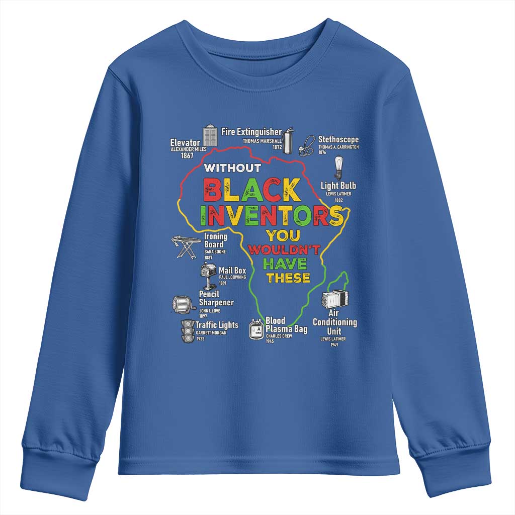 Proud Black Inventors Youth Sweatshirt Black History Month African American Pride TS02 Royal Blue Print Your Wear
