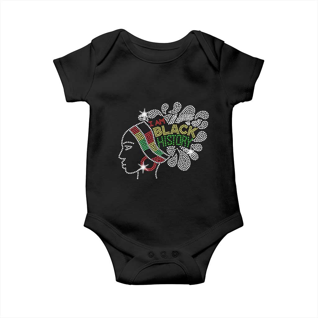 I Am Black History Baby Onesie Black Girl Sparkling Bling TS02 Black Print Your Wear