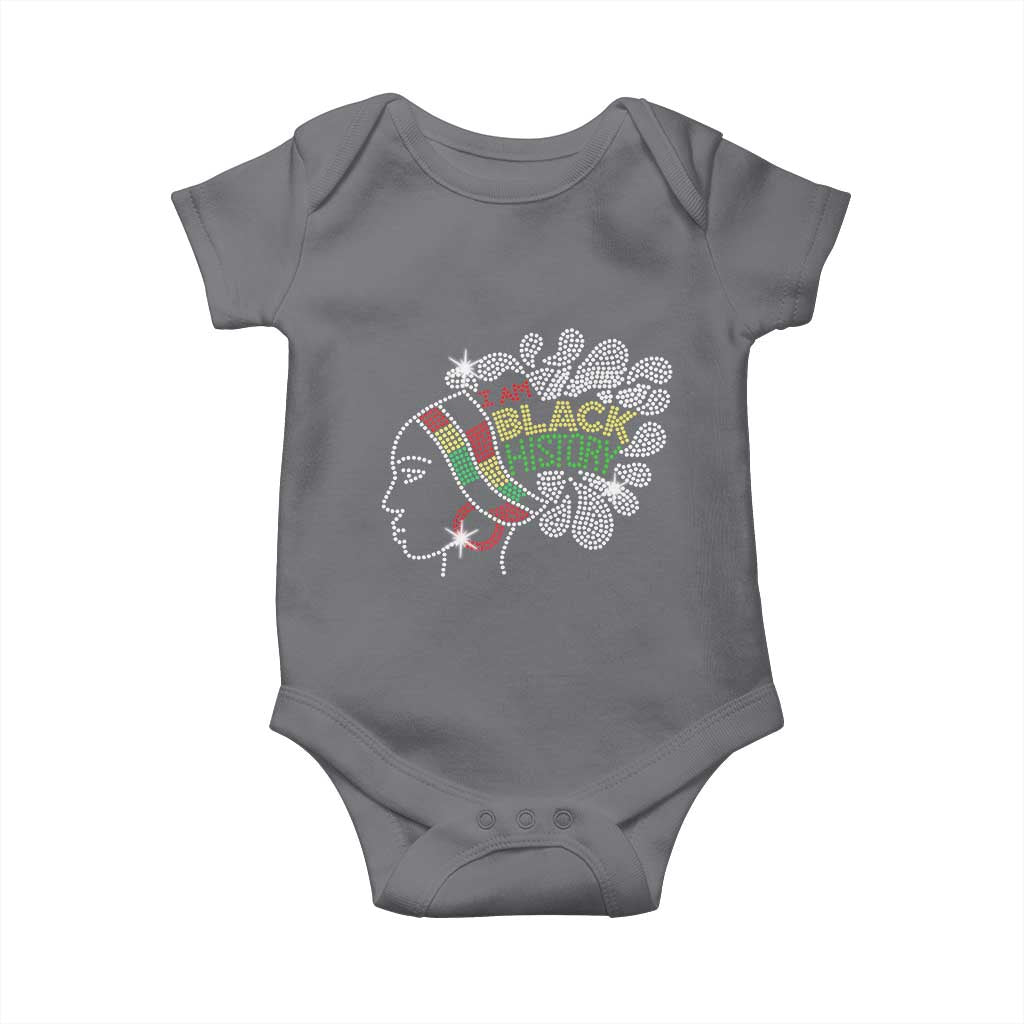 I Am Black History Baby Onesie Black Girl Sparkling Bling TS02 Charcoal Print Your Wear