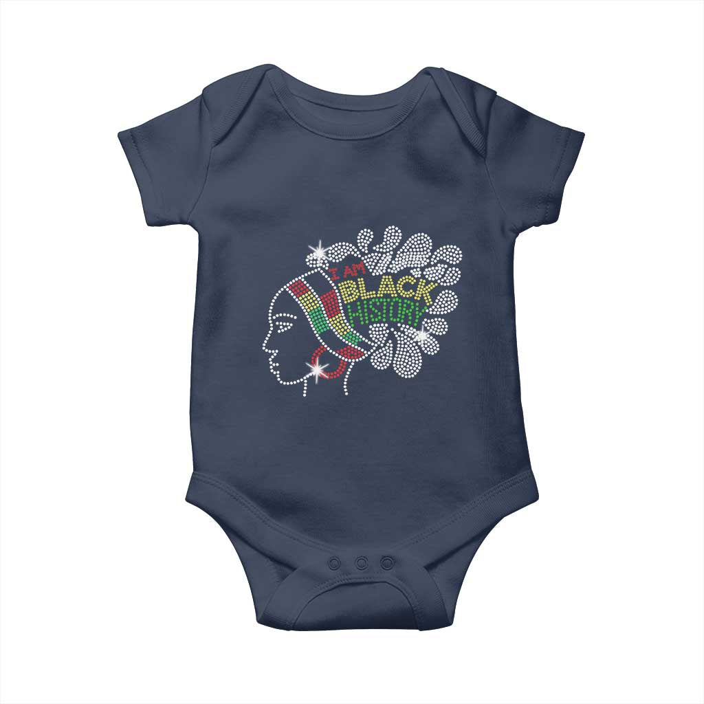 I Am Black History Baby Onesie Black Girl Sparkling Bling TS02 Navy Print Your Wear