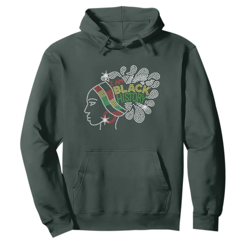 I Am Black History Hoodie Black Girl Sparkling Bling TS02 Dark Forest Green Print Your Wear