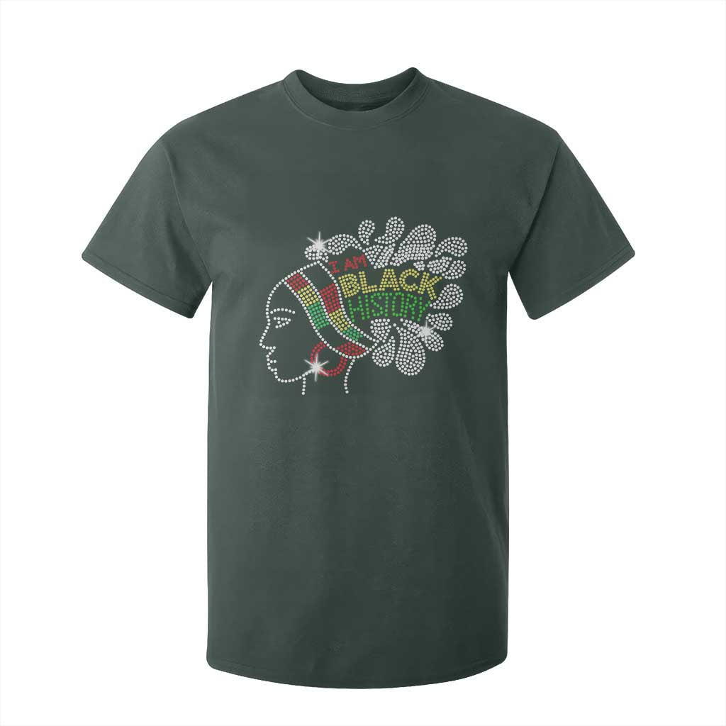 I Am Black History T Shirt For Kid Black Girl Sparkling Bling TS02 Dark Forest Green Print Your Wear