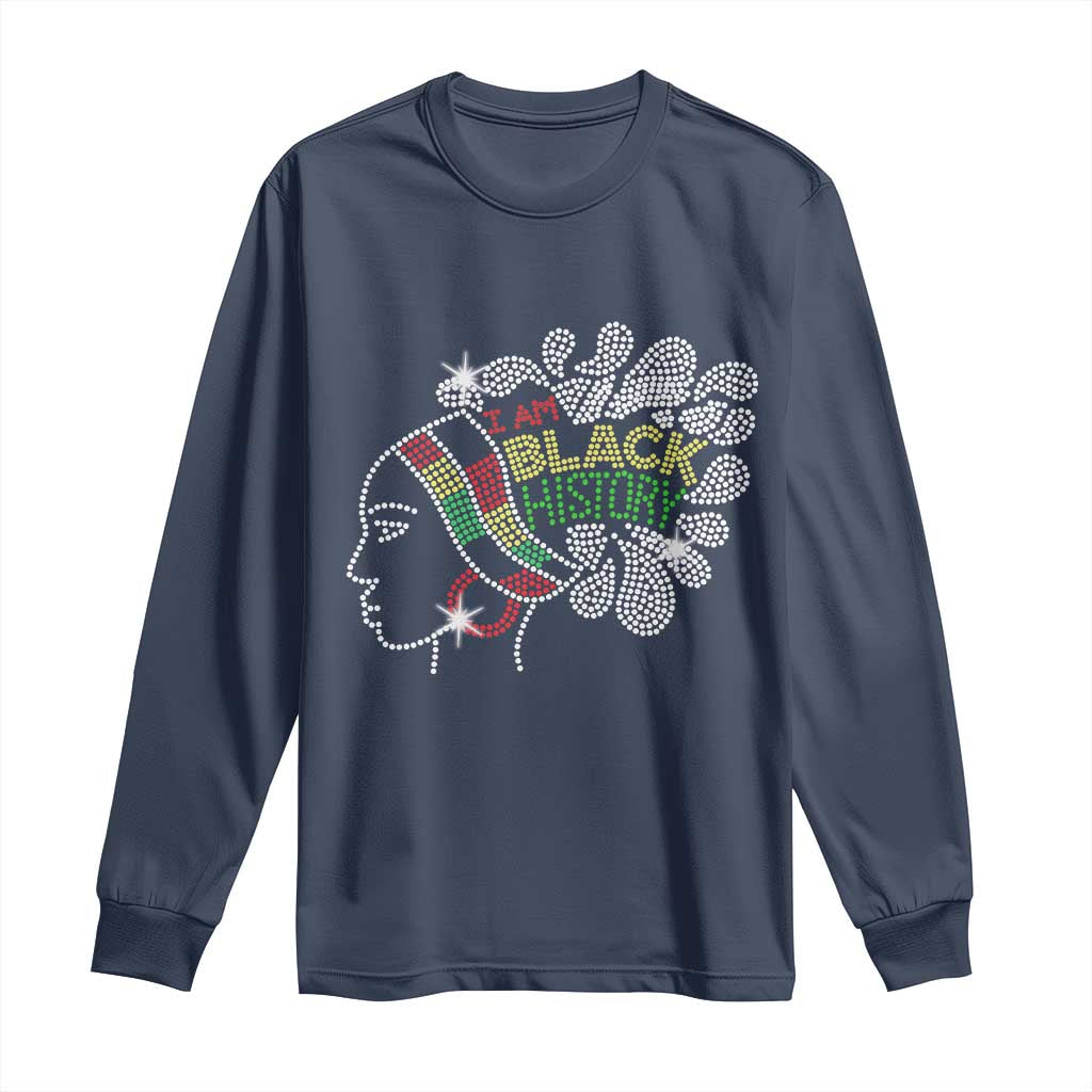 I Am Black History Long Sleeve Shirt Black Girl Sparkling Bling TS02 Navy Print Your Wear