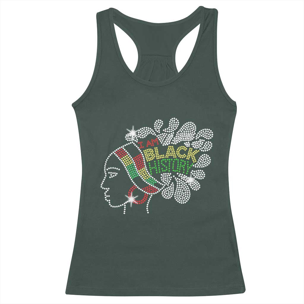 I Am Black History Racerback Tank Top Black Girl Sparkling Bling TS02 Dark Forest Green Print Your Wear