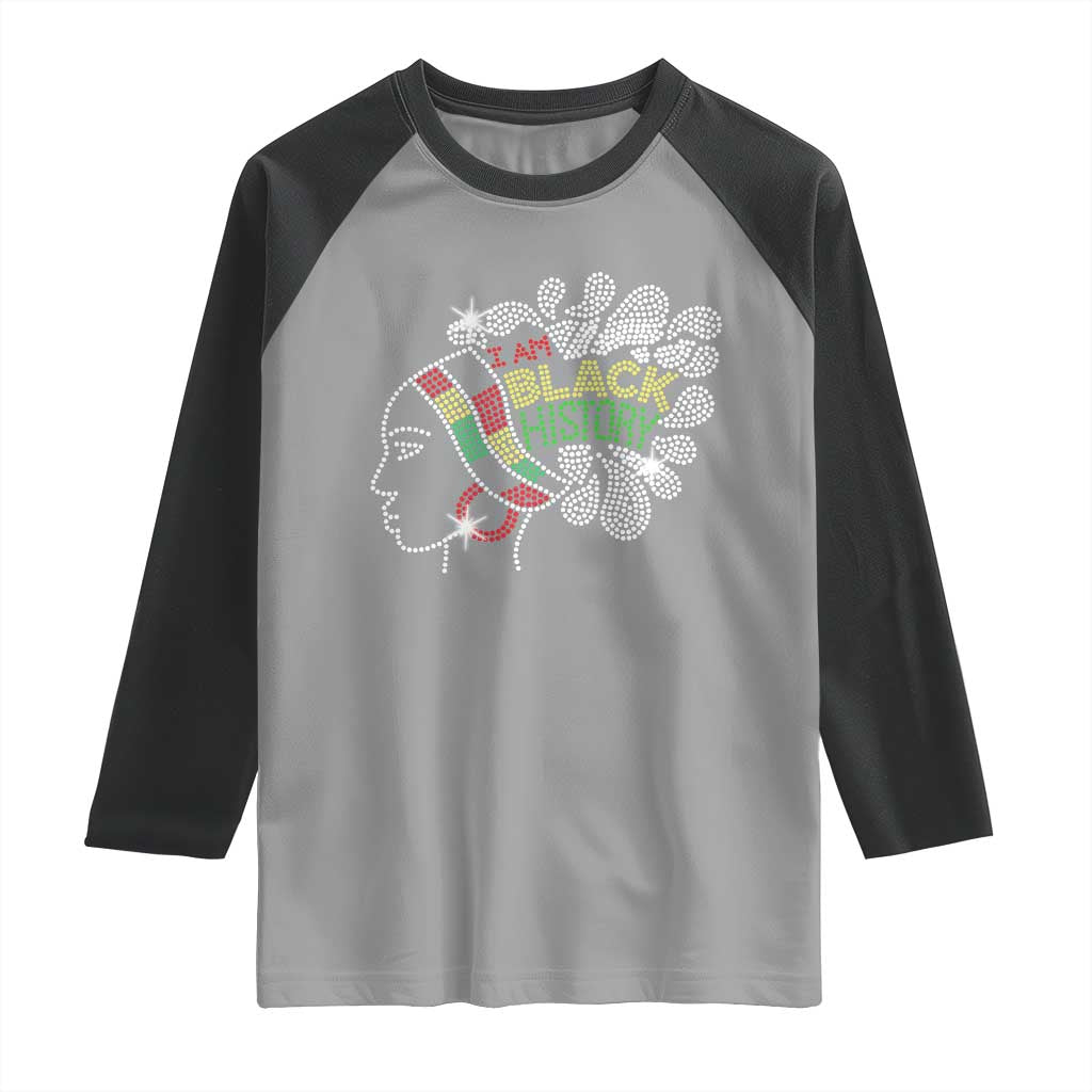 I Am Black History Raglan Shirt Black Girl Sparkling Bling TS02 Sport Gray Black Print Your Wear