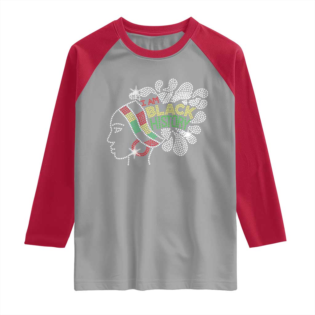 I Am Black History Raglan Shirt Black Girl Sparkling Bling TS02 Sport Gray Red Print Your Wear