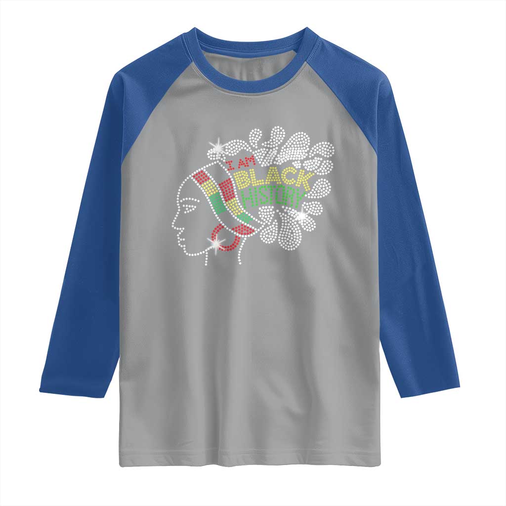 I Am Black History Raglan Shirt Black Girl Sparkling Bling TS02 Sport Gray Royal Print Your Wear