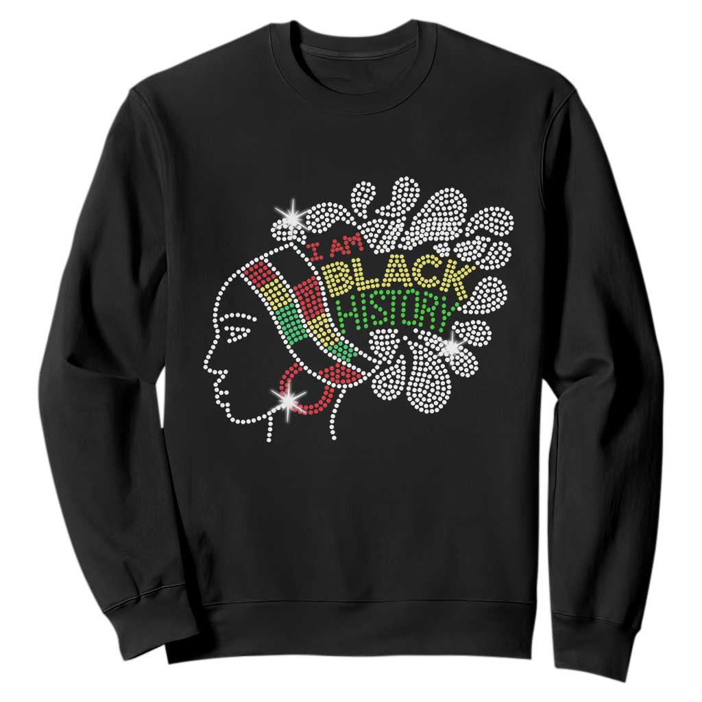 I Am Black History Sweatshirt Black Girl Sparkling Bling TS02 Black Print Your Wear