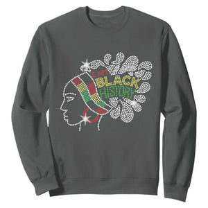 I Am Black History Sweatshirt Black Girl Sparkling Bling TS02 Dark Heather Print Your Wear