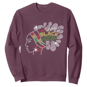I Am Black History Sweatshirt Black Girl Sparkling Bling TS02 Maroon Print Your Wear