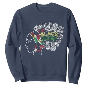 I Am Black History Sweatshirt Black Girl Sparkling Bling TS02 Navy Print Your Wear