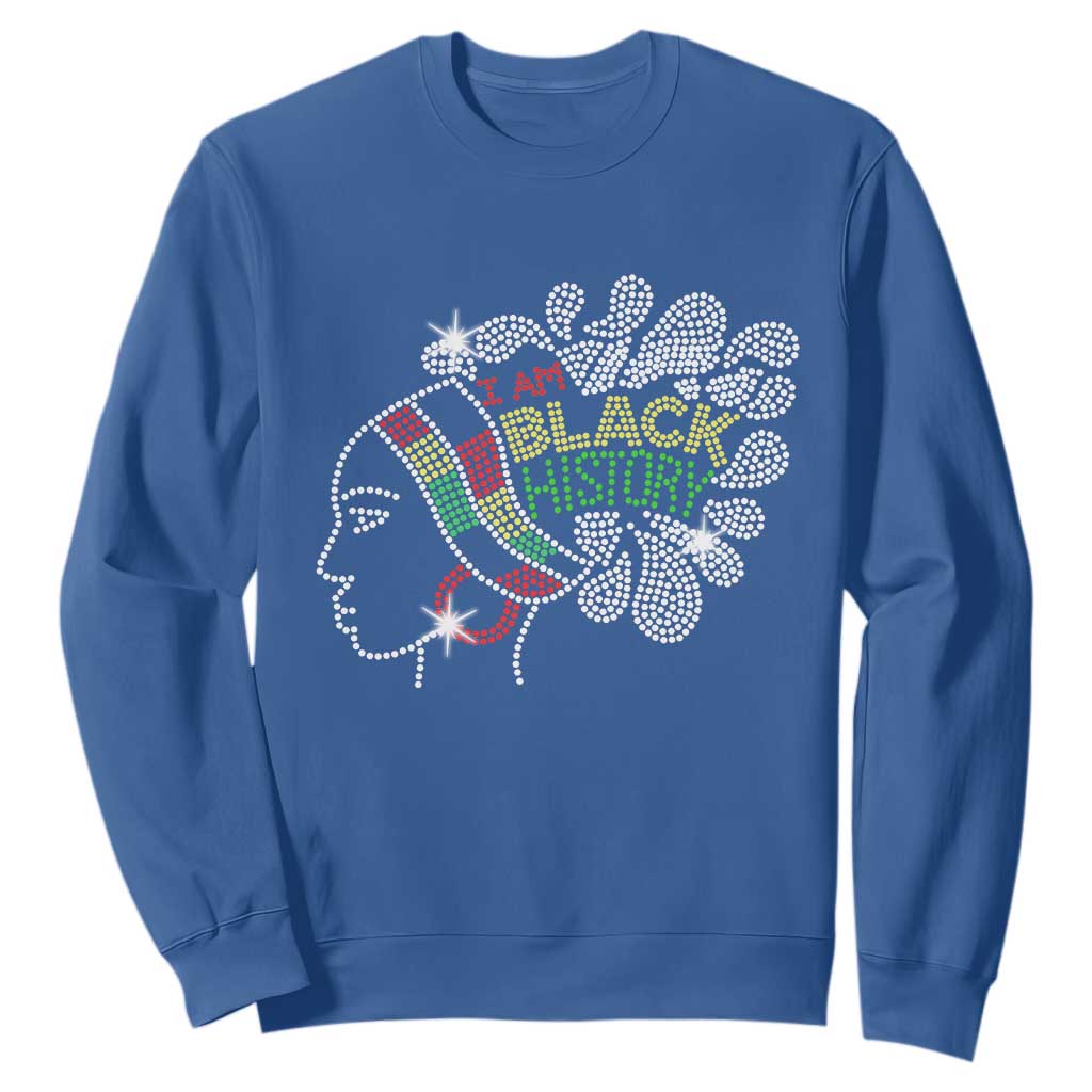 I Am Black History Sweatshirt Black Girl Sparkling Bling TS02 Royal Blue Print Your Wear