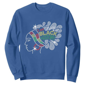I Am Black History Sweatshirt Black Girl Sparkling Bling TS02 Royal Blue Print Your Wear