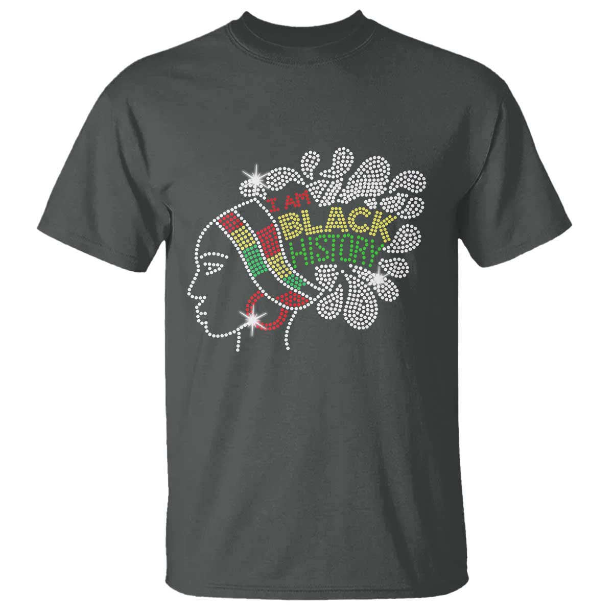 I Am Black History T Shirt Black Girl Sparkling Bling TS02 Dark Heather Print Your Wear