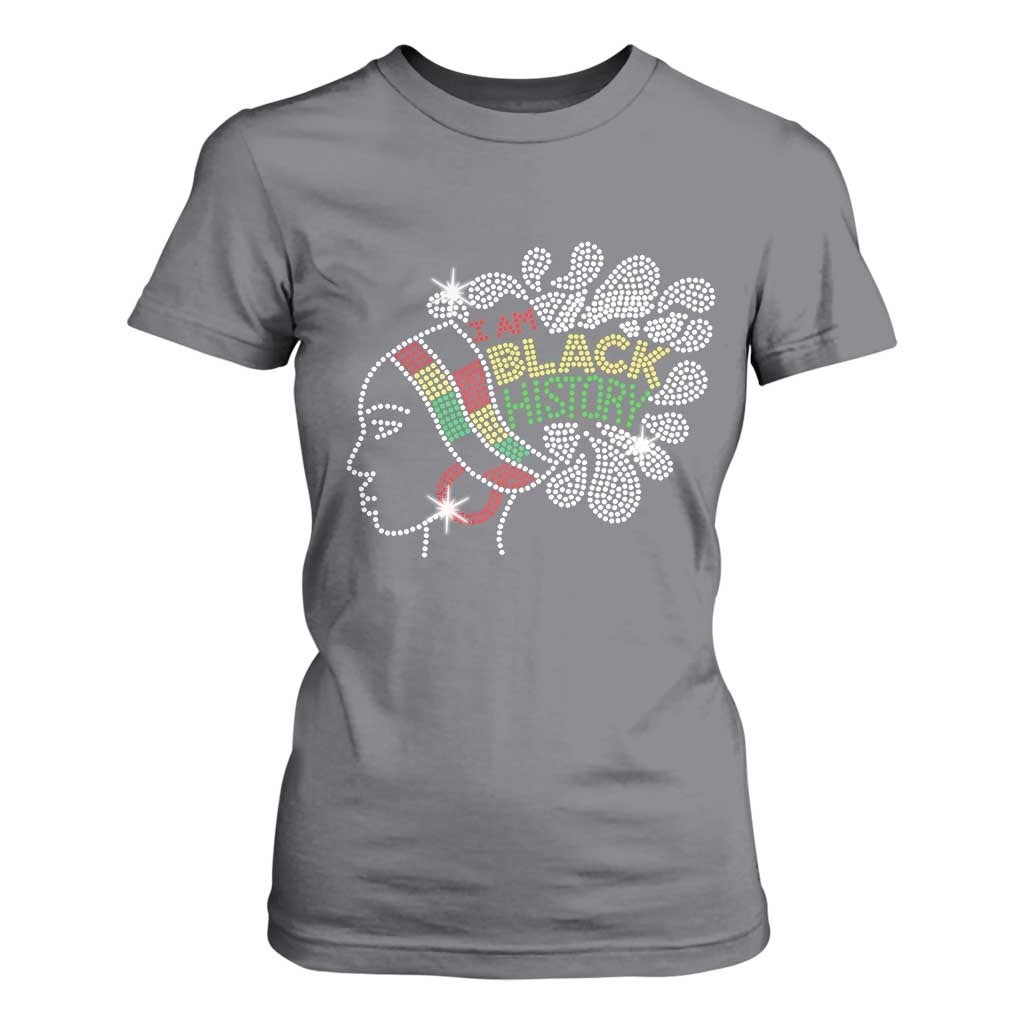 I Am Black History T Shirt For Women Black Girl Sparkling Bling TS02 Charcoal Print Your Wear