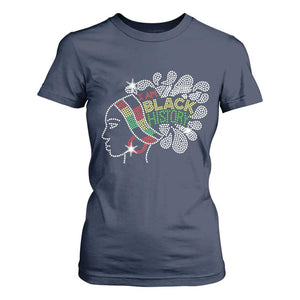 I Am Black History T Shirt For Women Black Girl Sparkling Bling TS02 Navy Print Your Wear