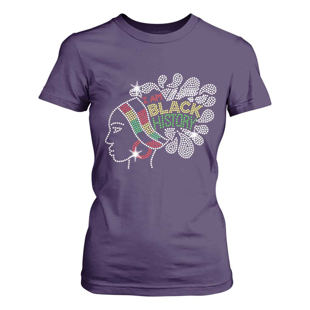 I Am Black History T Shirt For Women Black Girl Sparkling Bling TS02 Purple Print Your Wear