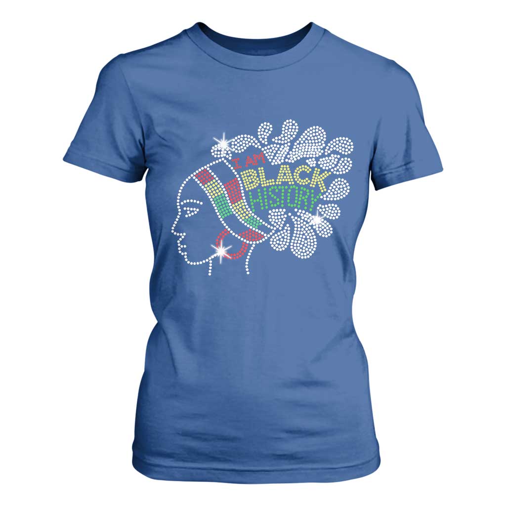 I Am Black History T Shirt For Women Black Girl Sparkling Bling TS02 Royal Blue Print Your Wear