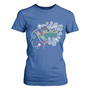 I Am Black History T Shirt For Women Black Girl Sparkling Bling TS02 Royal Blue Print Your Wear