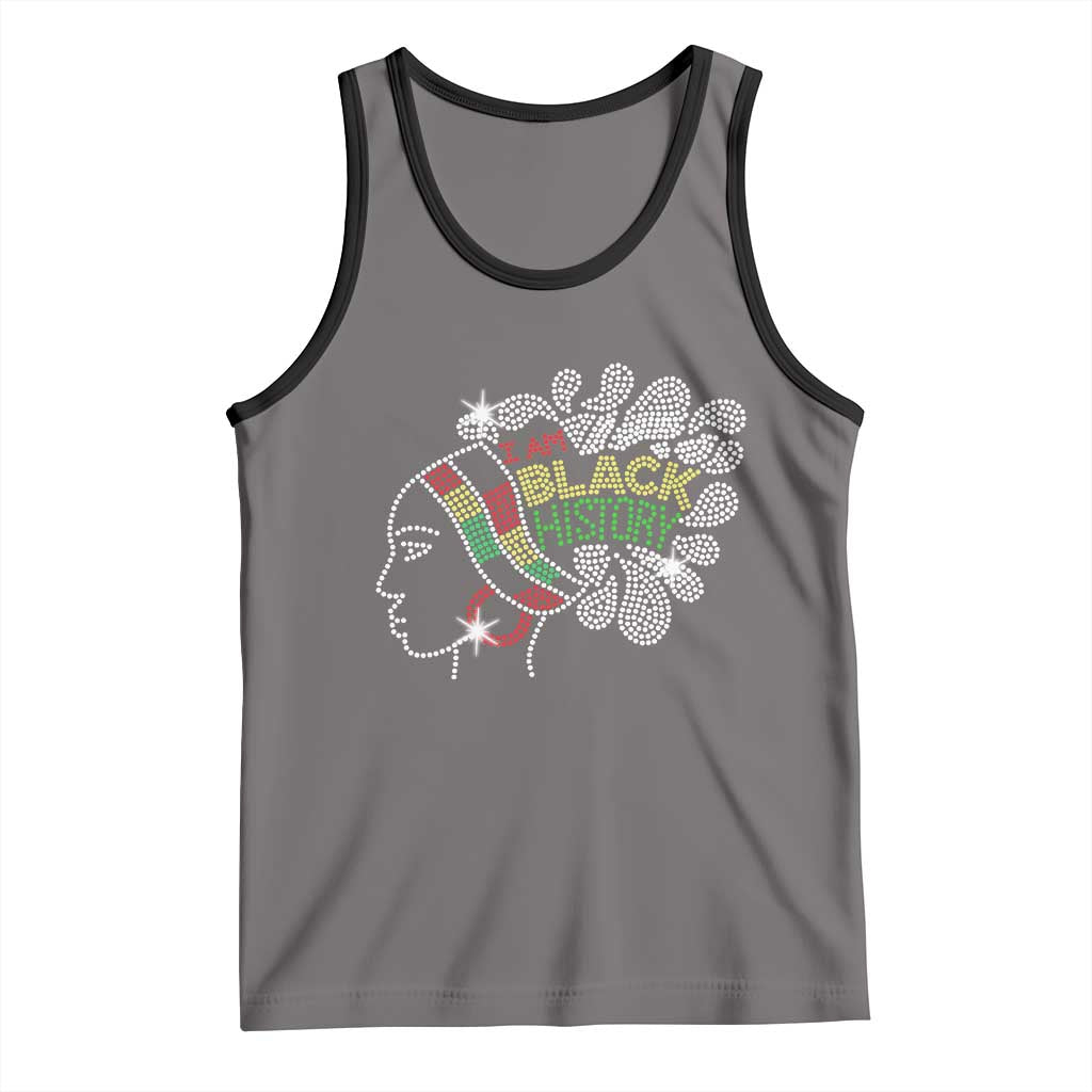 I Am Black History Tank Top Black Girl Sparkling Bling TS02 Deep Heather Black Print Your Wear