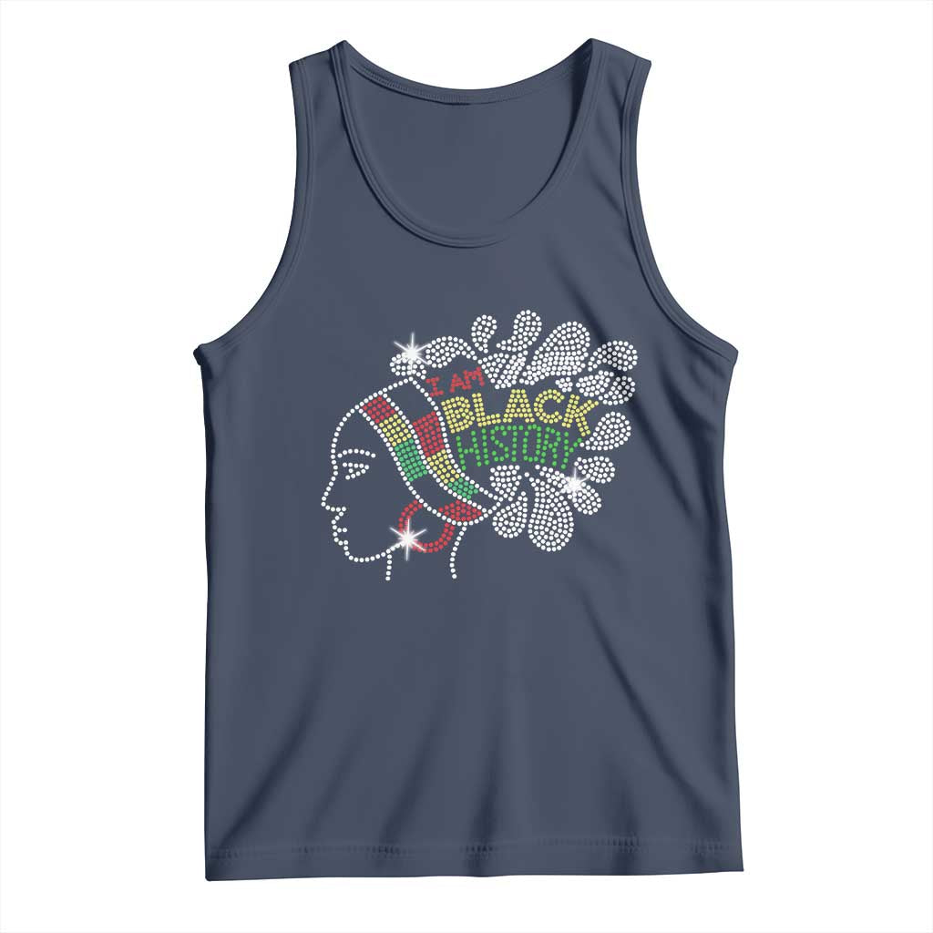 I Am Black History Tank Top Black Girl Sparkling Bling TS02 Navy Print Your Wear