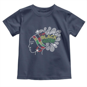 I Am Black History Toddler T Shirt Black Girl Sparkling Bling TS02 Navy Print Your Wear