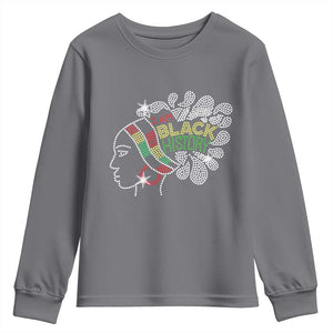 I Am Black History Youth Sweatshirt Black Girl Sparkling Bling TS02 Charcoal Print Your Wear