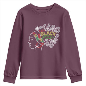 I Am Black History Youth Sweatshirt Black Girl Sparkling Bling TS02 Maroon Print Your Wear