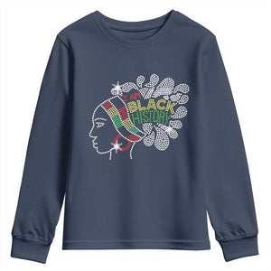 I Am Black History Youth Sweatshirt Black Girl Sparkling Bling TS02 Navy Print Your Wear