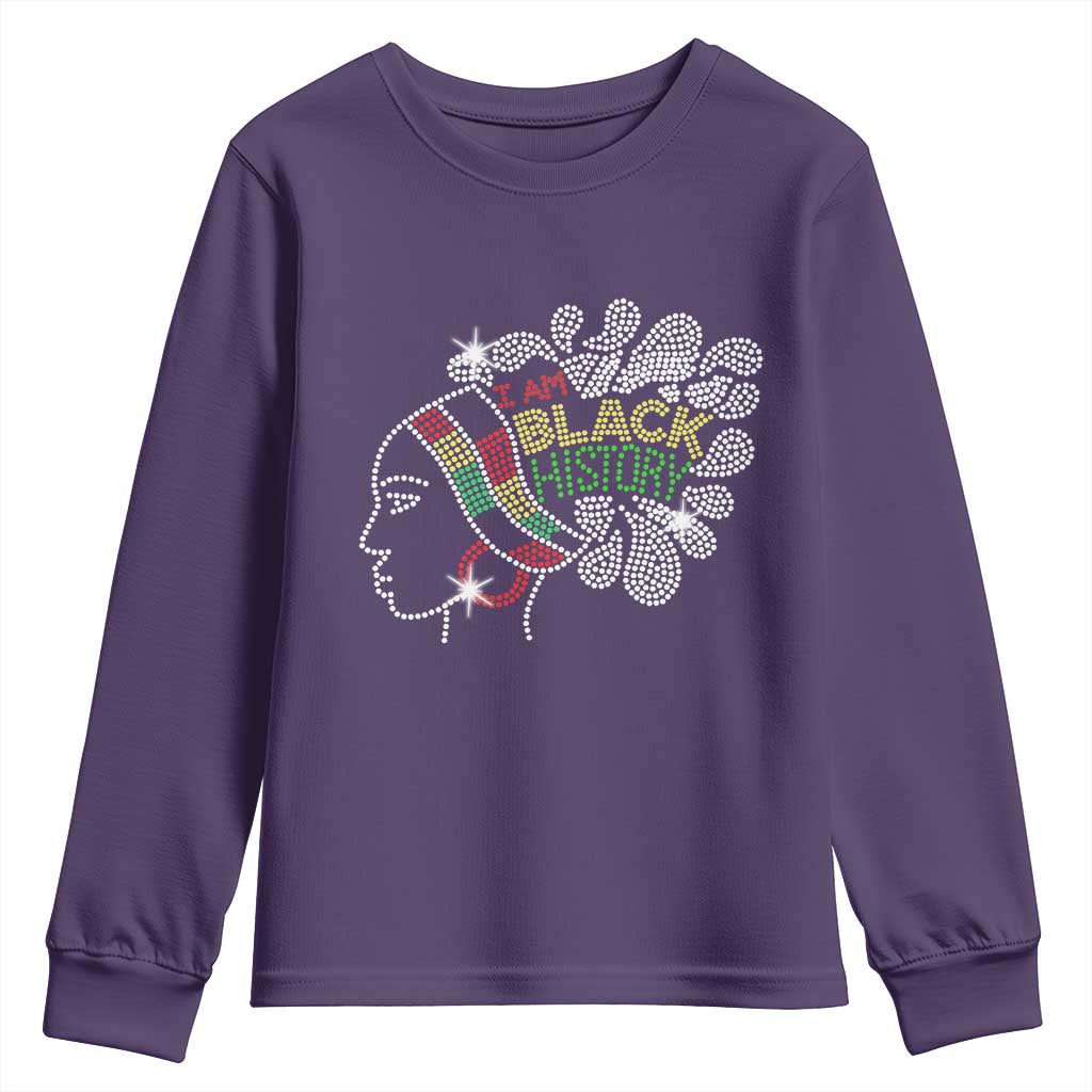 I Am Black History Youth Sweatshirt Black Girl Sparkling Bling TS02 Purple Print Your Wear