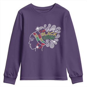 I Am Black History Youth Sweatshirt Black Girl Sparkling Bling TS02 Purple Print Your Wear