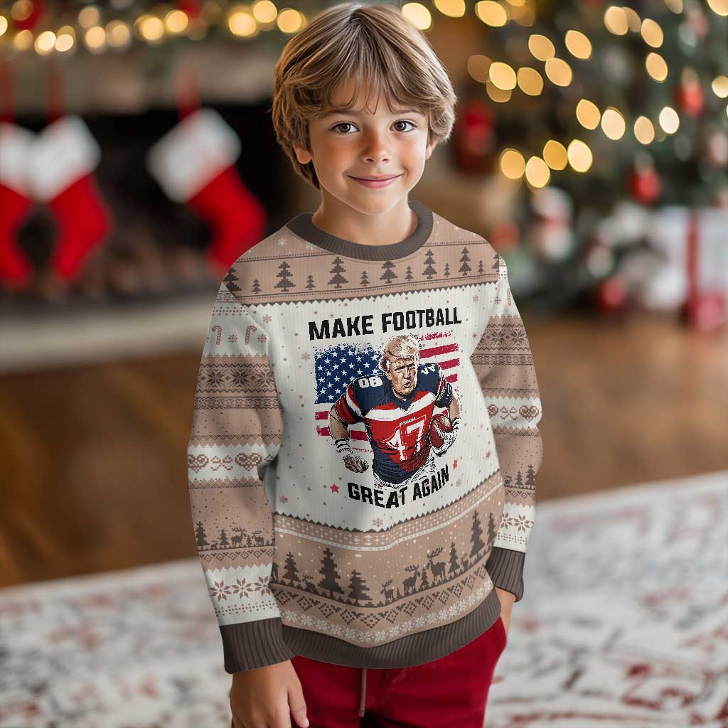 Make American Football Great Again Ugly Christmas Sweater Funny Trump US Flag Vintage TS02 Mocha Mousse Print Your Wear
