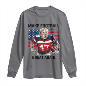 Make American Football Great Again Long Sleeve Shirt Funny Trump US Flag Vintage TS02 Charcoal Print Your Wear