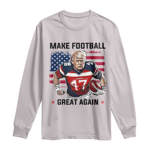 Make American Football Great Again Long Sleeve Shirt Funny Trump US Flag Vintage TS02 Ice Gray Print Your Wear