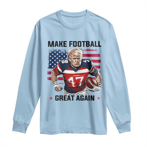 Make American Football Great Again Long Sleeve Shirt Funny Trump US Flag Vintage TS02 Light Blue Print Your Wear
