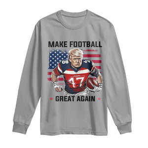 Make American Football Great Again Long Sleeve Shirt Funny Trump US Flag Vintage TS02 Sport Gray Print Your Wear